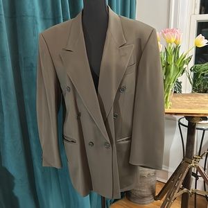 Italian Double-Breasted Olive Green Suit Jacket